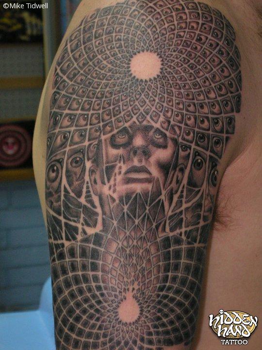 Grey Ink Alex Grey Tattoo On Man Right Half Sleeve by Mike Tidwell