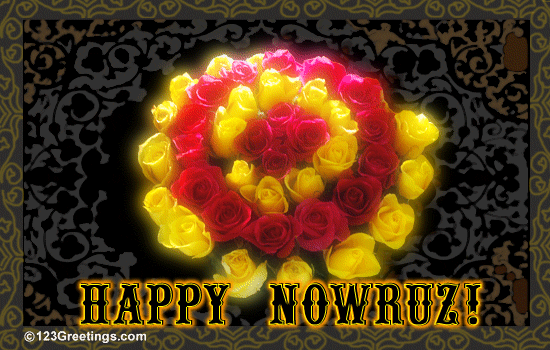 Happy Navroz Yellow And Red Rose Flowers Picture