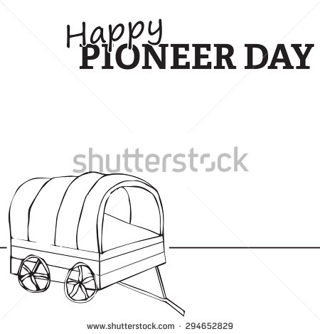 Happy Pioneer Day Wagon Illustration Coloring Page Picture