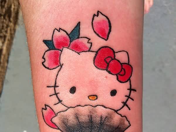 Hello Kitty Bow Tattoo On Arm