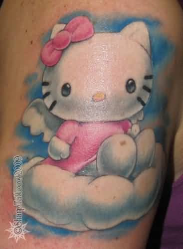 Hello Kitty On Cloud Tattoo