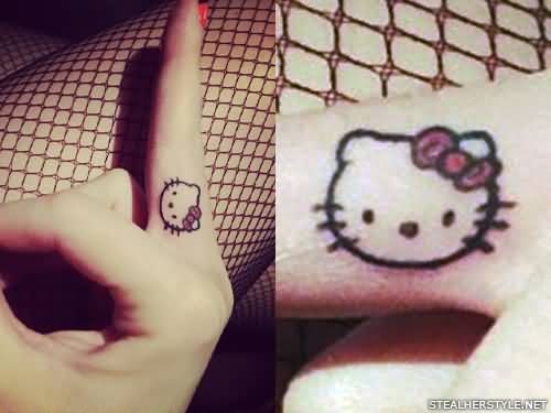 Hello Kitty Tattoo On Finger