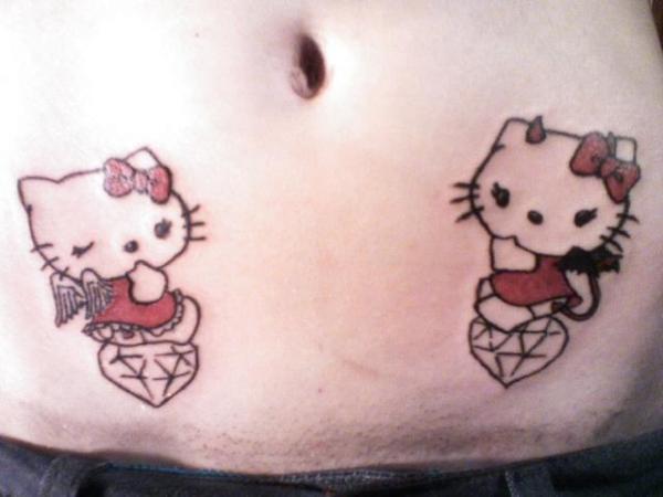 Hello Kitty Tattoos On Both Hips