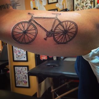 Inner Bicep Bicycle Tattoo Idea For Men
