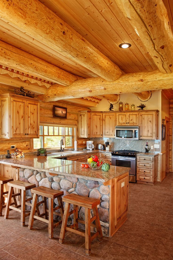 Kitchen in Luxury Log Home