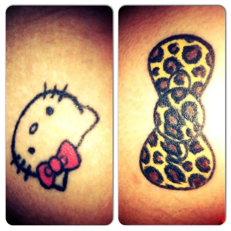 Leopard Print Hello Kitty Bow Tattoo