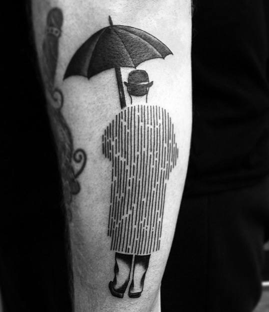 Man With Umbrella Tattoo On Arm Sleeve