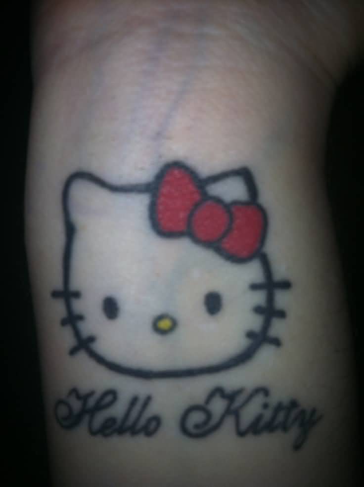 Nice Hello Kitty Tattoo On Wrist