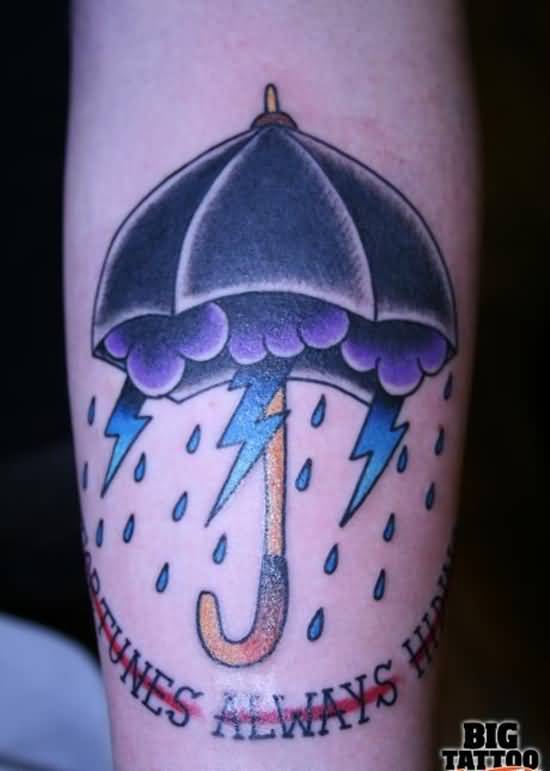 Nice Umbrella Tattoo On Left Forearm