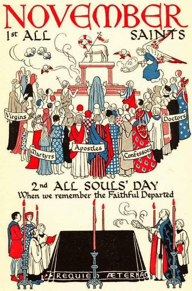November 1st All Saints Day Clipart Greeting Ecard