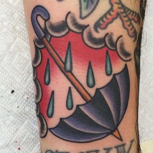 Old School Umbrella Tattoo by Brad Stevens