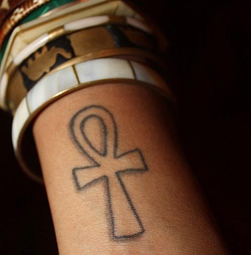 Outline Ankh Tattoo On Forearm