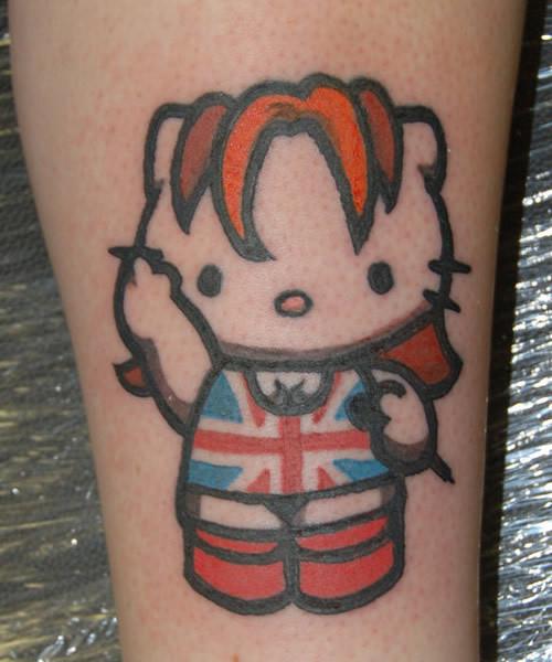 Outline Hello Kitty Tattoo On Arm Sleeve