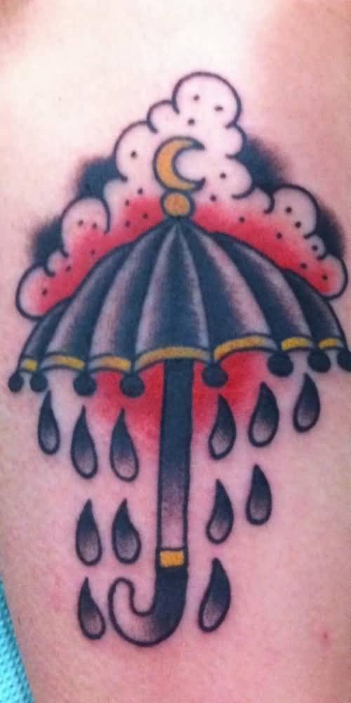 Rain And Umbrella Tattoo