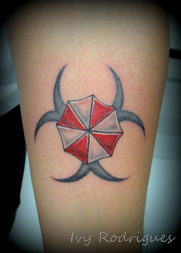 Resident Evil Umbrella Tattoo On Left Forearm For Men