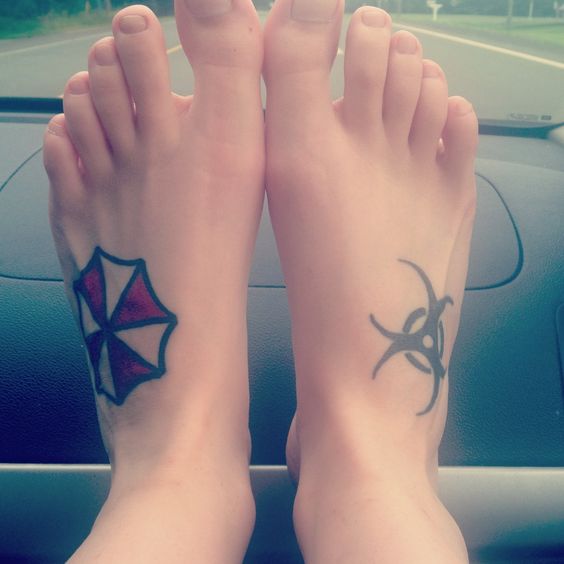 Resident Evil Umbrella Tattoos On Feet