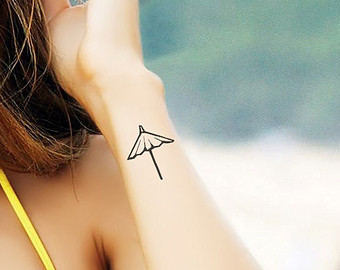 Simple Umbrella Tattoo Design For Girls