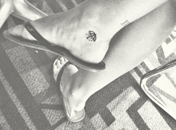 Simple Umbrella Tattoo On Ankle