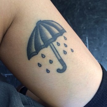 Simple Umbrella Tattoo On Bicep