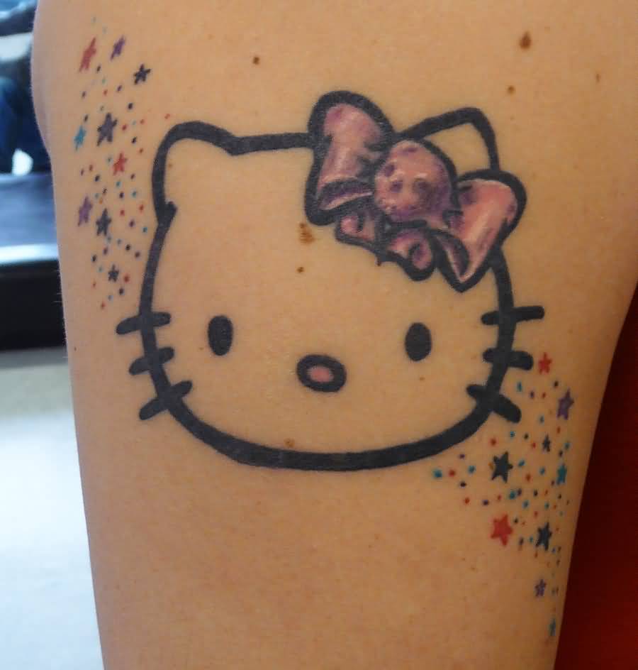 Skull Bow Hello Kitty Tattoo