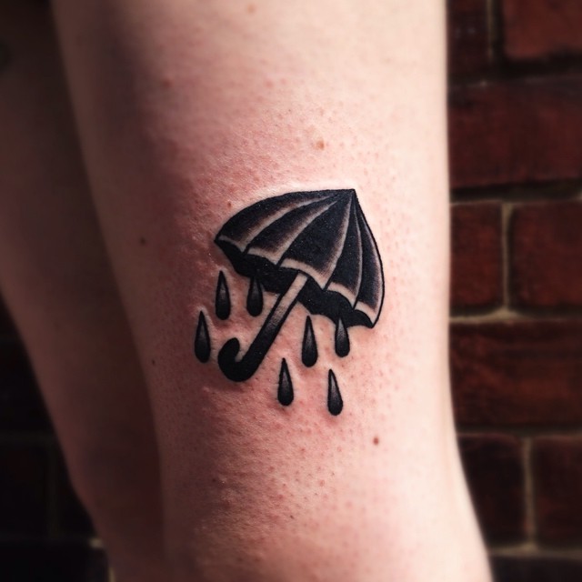 Small Black Umbrella Tattoo