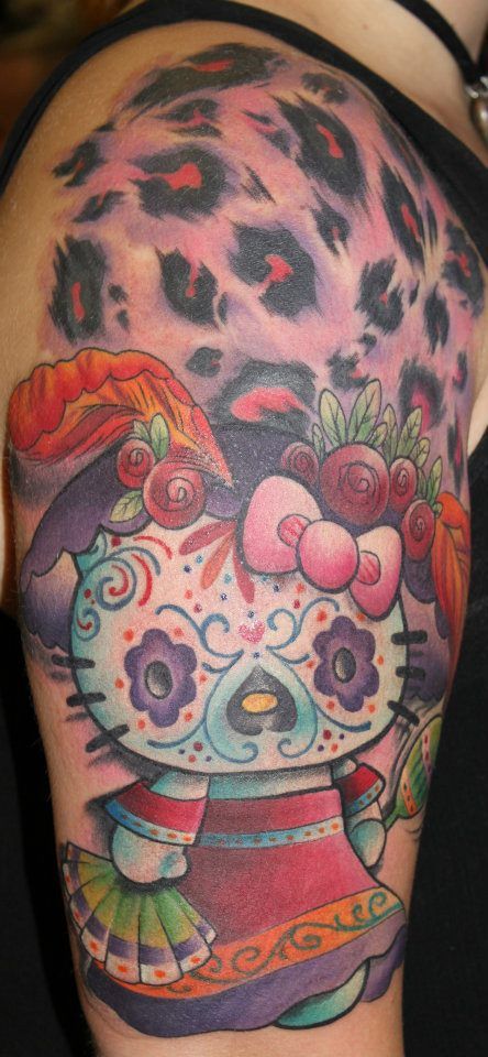 Sugar Skull Hello Kitty Tattoo