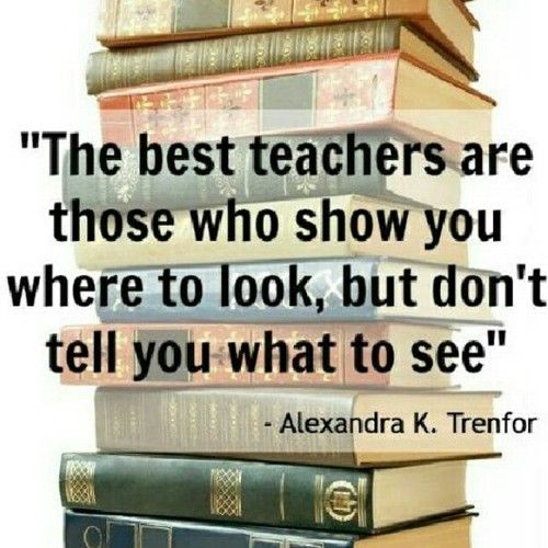The best teachers are those who show you where to look, but don't tell you what to see.  -  Alexandra K. Trenfor