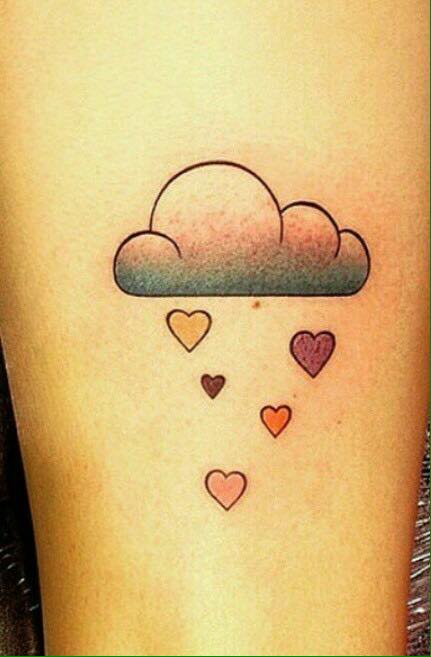 Tiny Hearts And Cloud Tattoo
