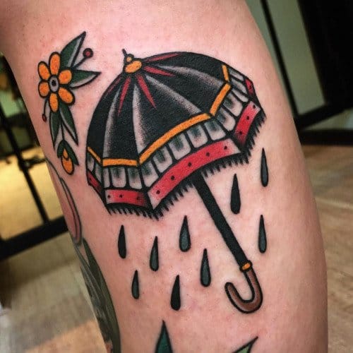 Traditional Umbrella Tattoo Idea by Moira Ramone