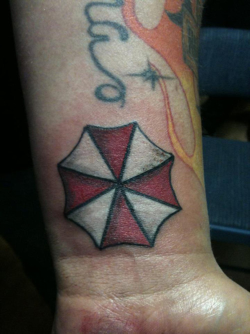 Umbrella Corp Tattoo On Left Wrist