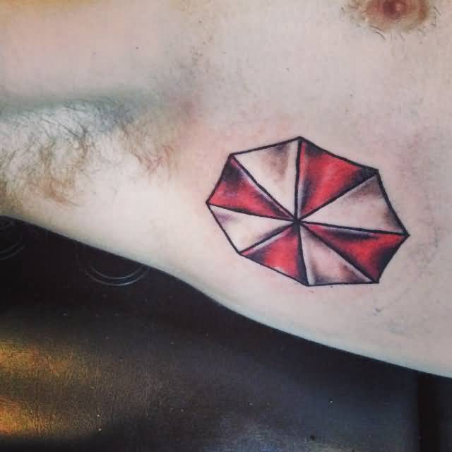 Umbrella Corp Tattoo On Man Side Rib