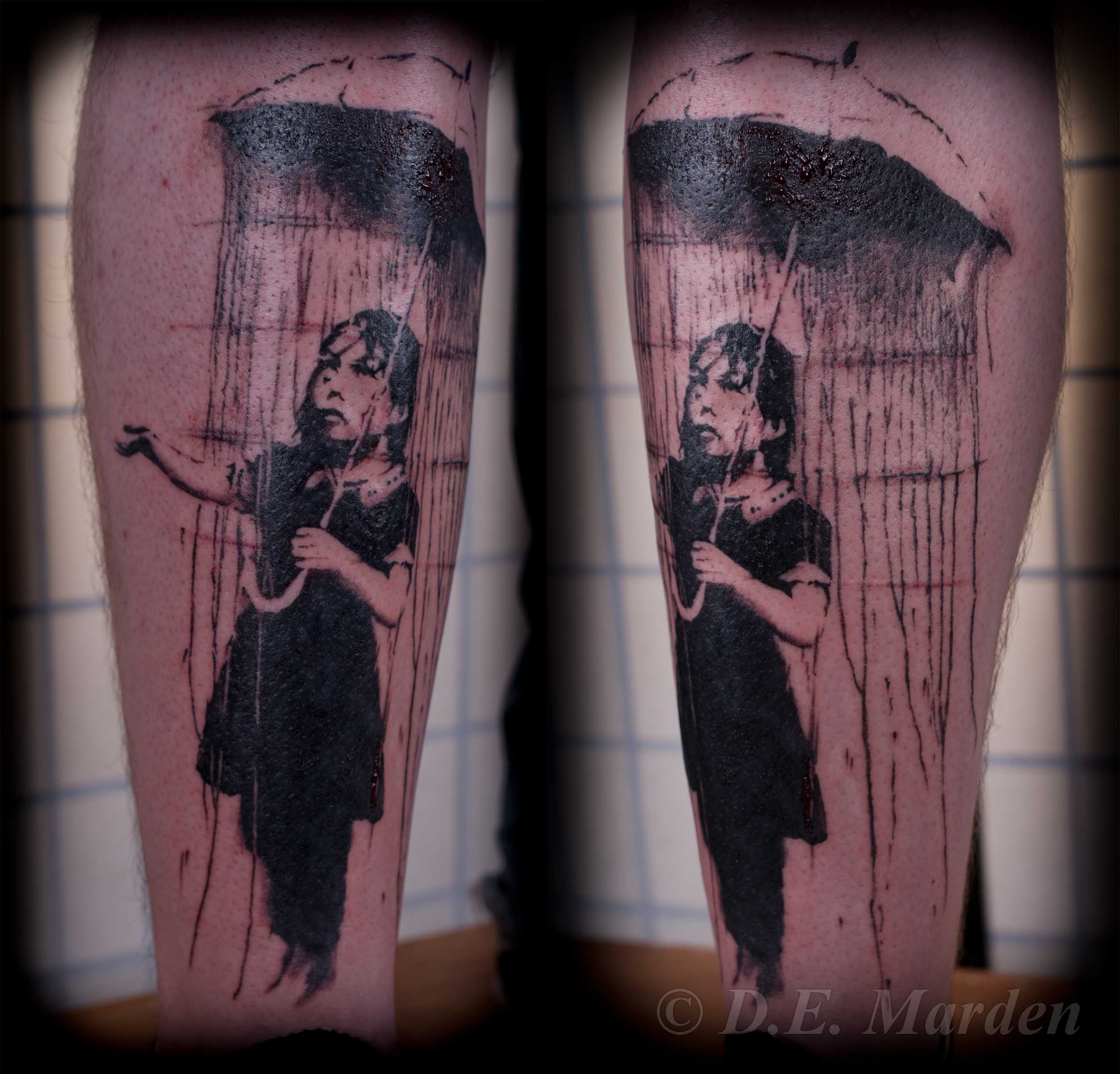 Umbrella Girl Tattoo by D.E Marden