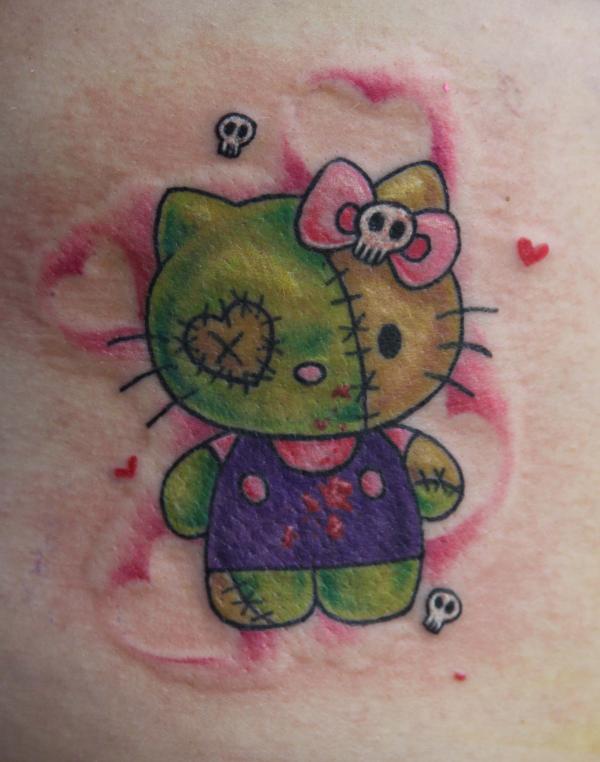 Unique Zombie Hello Kitty Tattoo
