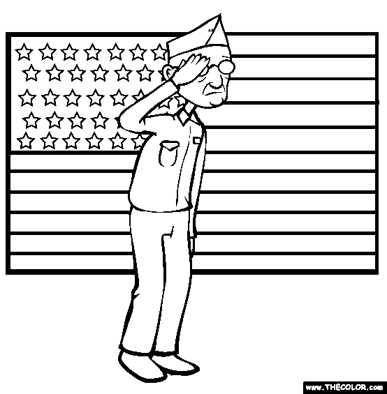 Veterans Day Saluting Man Coloring Page Picture