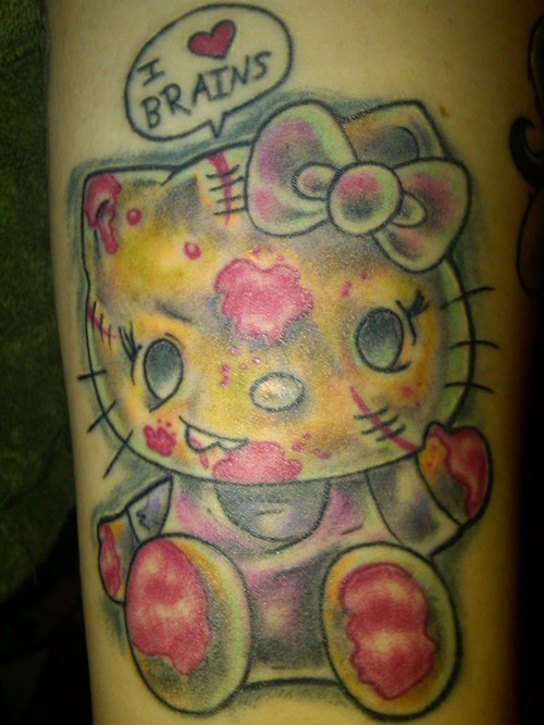 Weird Zombie Hello Kitty Tattoo