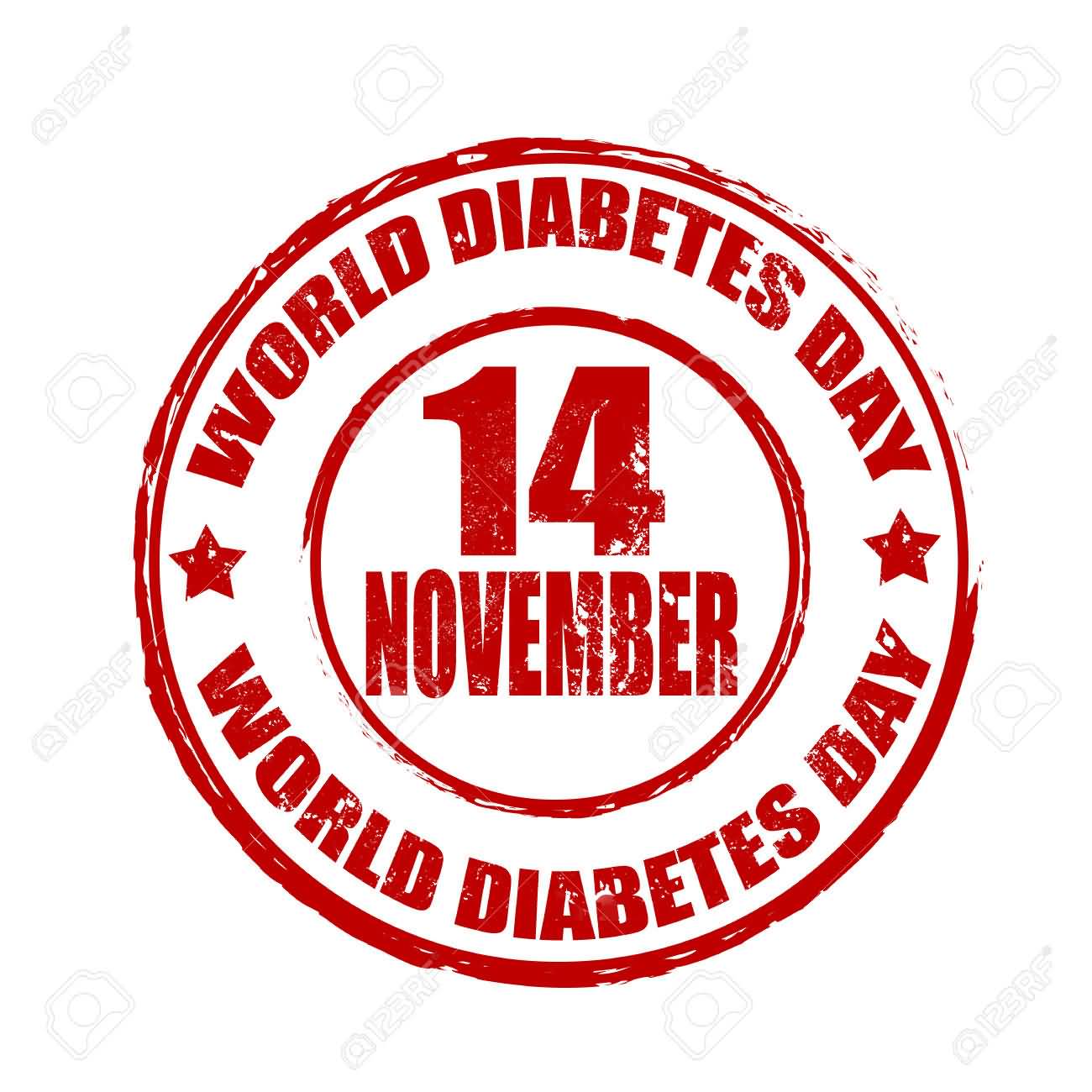 World Diabetes Day 14 November Rubber Stamp Picture