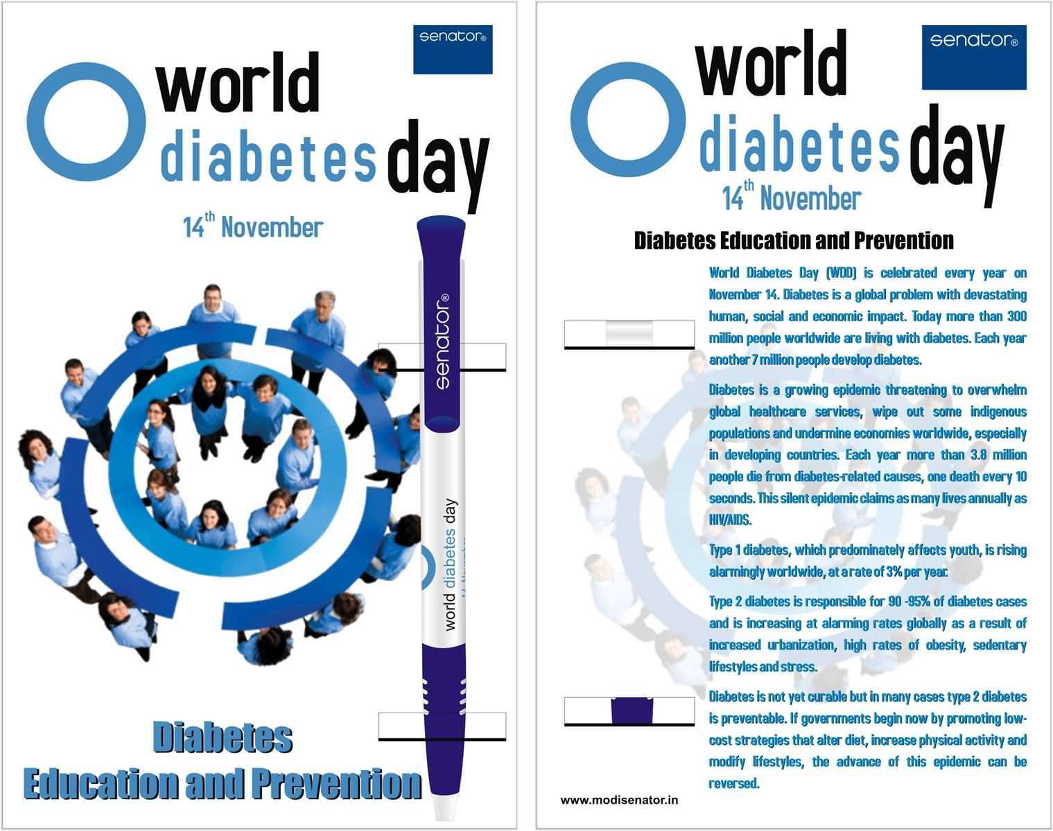 World Diabetes Day 14th November Diabetes Education And Prevention Poster