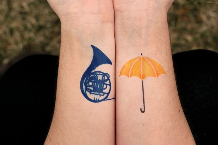Yellow Umbrella Tattoo On Forearm