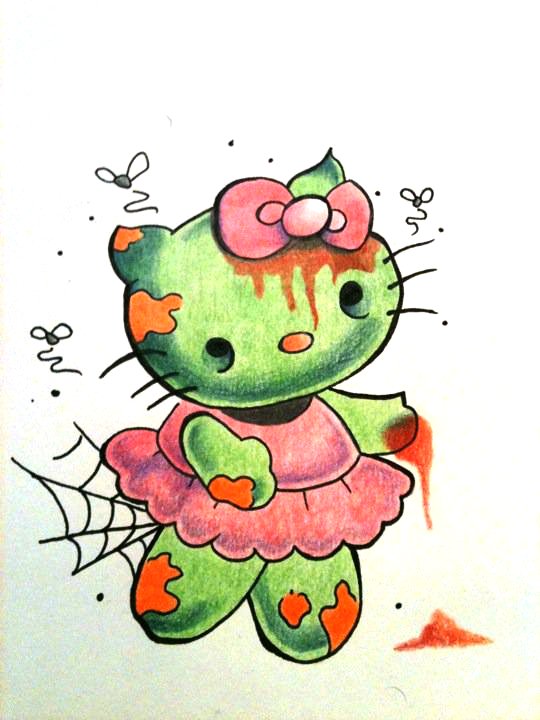 Zombie Hello Kitty Tattoo Design by Jameson