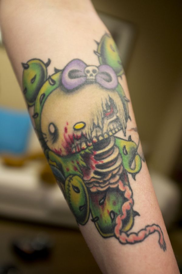 Zombie Hello Kitty Tattoo On Arm Sleeve