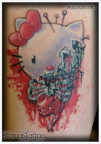 Zombie Hello Kitty Tattoo