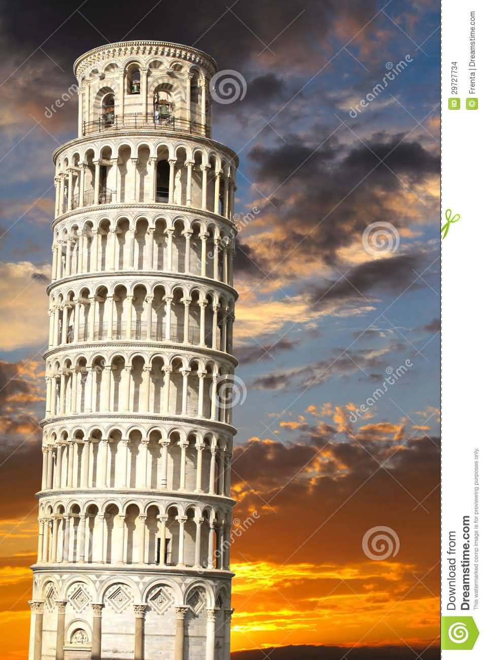 Adorable Sunset View Of Leaning Tower Of Pisa