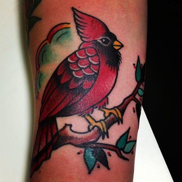 Amazing Cardinal Tattoo On Arm Sleeve