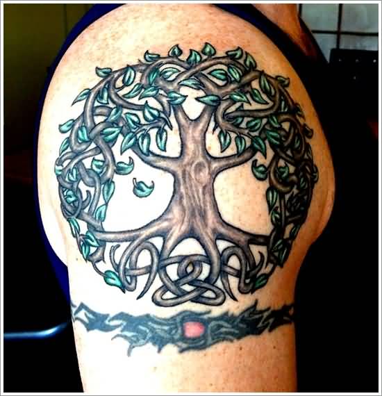 Awesome Celtic Tree Tattoo On Shoulder for Men