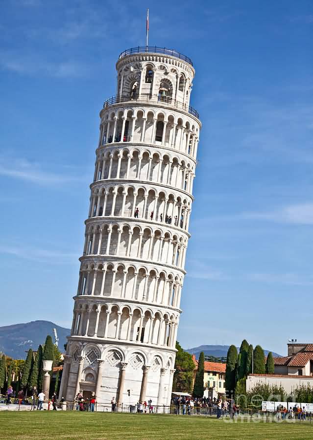 Beautiful Tilt View Of The Leaning Tower In Pisa, Italy