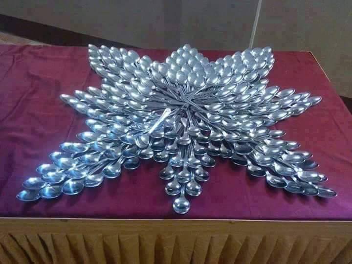 Beautiful flower created with spoons