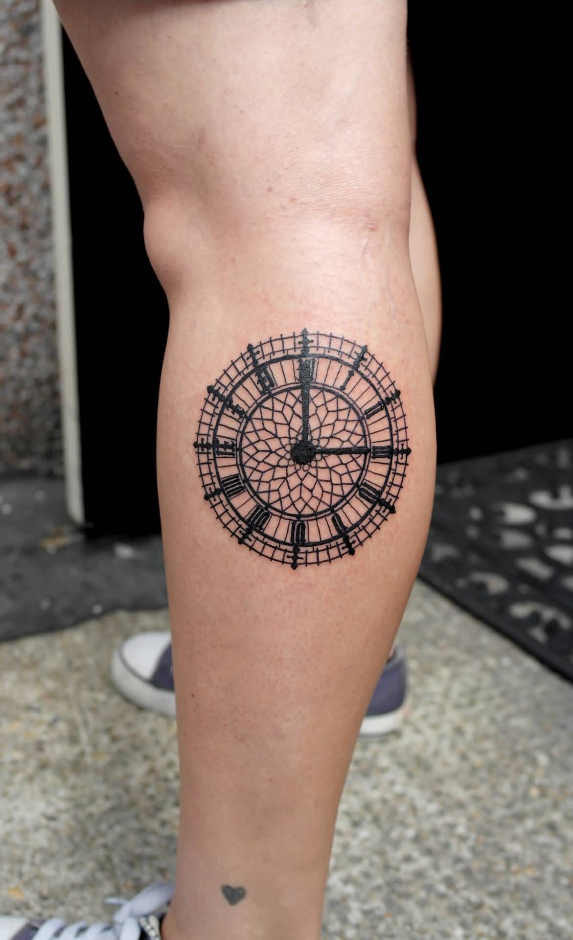 Big Ben Clock Tattoo On Side Leg
