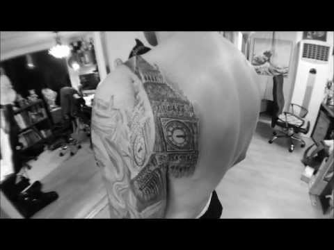 Big Ben Tattoo On Left Back Shoulder For Men