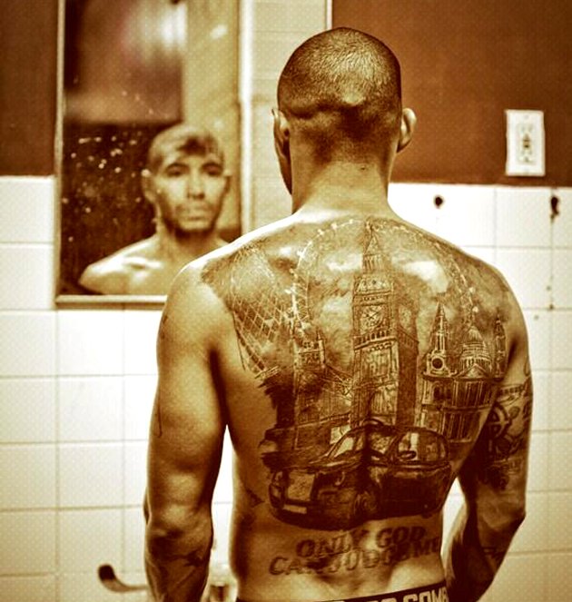 Black And Grey Big Ben Tattoo On Man Full Back