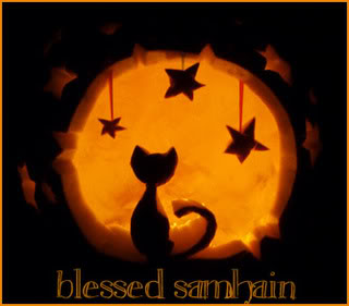 Blessed Samhain Cat And Full Moon Picture